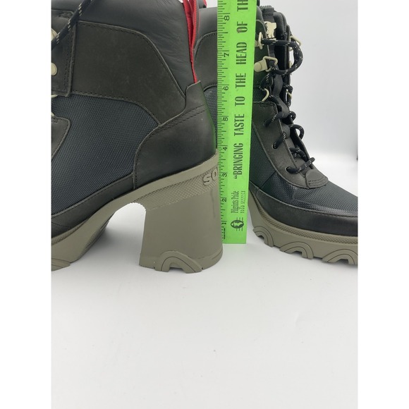 Sorel Brex Boots Chunky Heel Army Green Size 8 Lace Up Waterproof Lug Sole - Picture 6 of 7